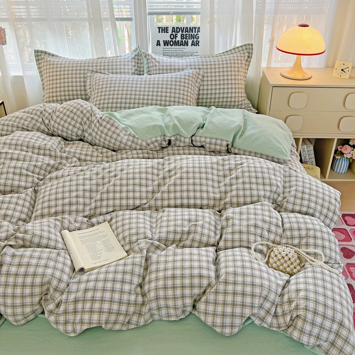 91家纺网 家纺一手货源 找家纺 欢博莱  2025新款仿纯棉四件套学生宿舍三件套单被套 麦斯-绿