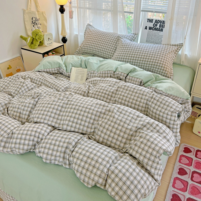 91家纺网 家纺一手货源 找家纺 欢博莱  2025新款仿纯棉四件套学生宿舍三件套单被套 麦斯-绿