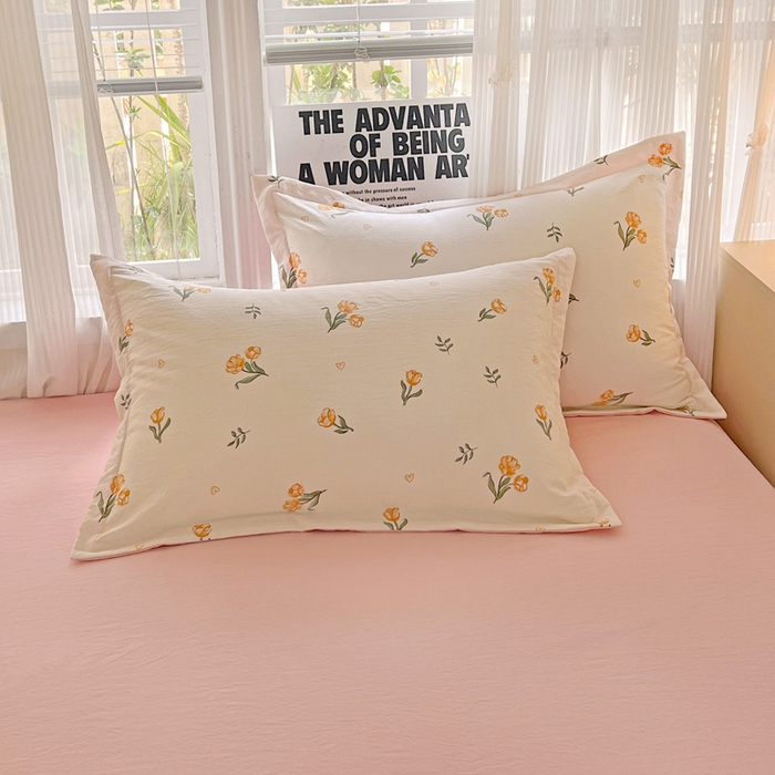 91家纺网 家纺一手货源 找家纺 欢博莱  2025新款仿纯棉四件套学生宿舍三件套单被套 明媚-桔