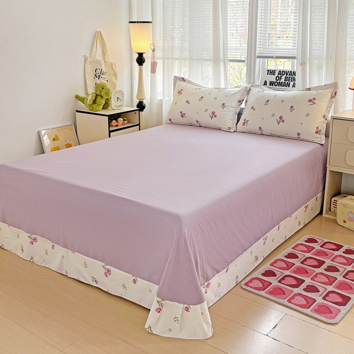 91家纺网 家纺一手货源 找家纺 欢博莱  2025新款仿纯棉四件套学生宿舍三件套单被套 明媚-紫