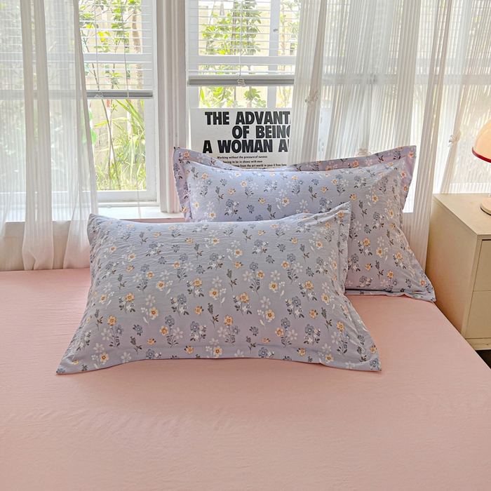 91家纺网 家纺一手货源 找家纺 欢博莱  2025新款仿纯棉四件套学生宿舍三件套单被套 芊叶怡梦-灰