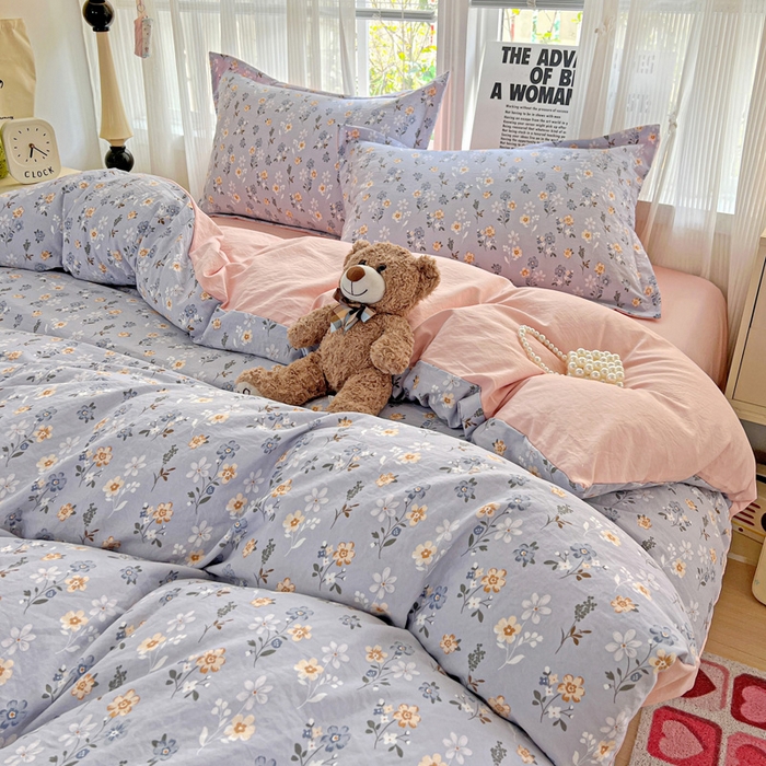 91家纺网 家纺一手货源 找家纺 欢博莱  2025新款仿纯棉四件套学生宿舍三件套单被套 芊叶怡梦-灰