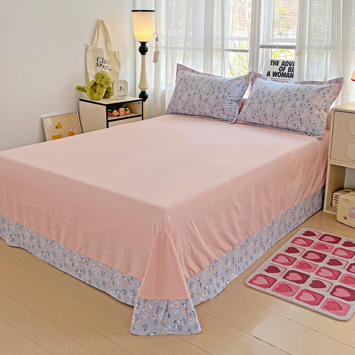 91家纺网 家纺一手货源 找家纺 欢博莱  2025新款仿纯棉四件套学生宿舍三件套单被套 芊叶怡梦-灰