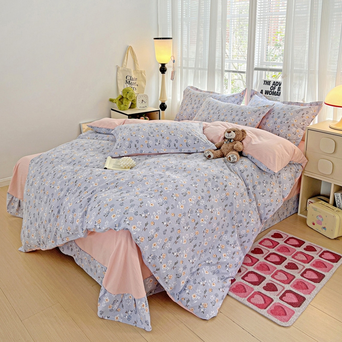 91家纺网 家纺一手货源 找家纺 欢博莱  2025新款仿纯棉四件套学生宿舍三件套单被套 芊叶怡梦-灰