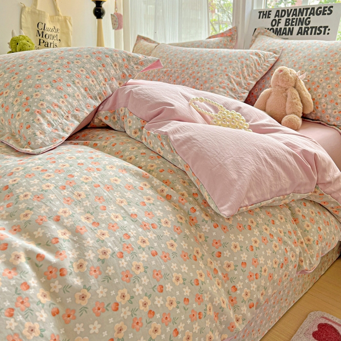 91家纺网 家纺一手货源 找家纺 欢博莱  2025新款仿纯棉四件套学生宿舍三件套单被套 太妃糖-绿