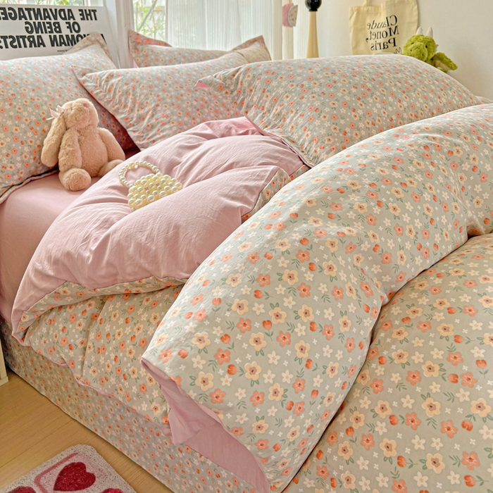 91家纺网 家纺一手货源 找家纺 欢博莱  2025新款仿纯棉四件套学生宿舍三件套单被套 太妃糖-绿