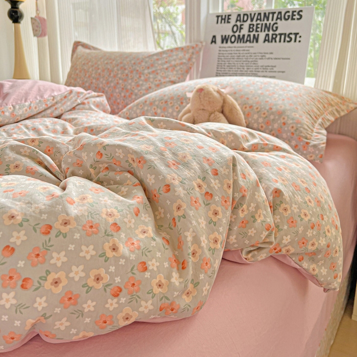 91家纺网 家纺一手货源 找家纺 欢博莱  2025新款仿纯棉四件套学生宿舍三件套单被套 太妃糖-绿