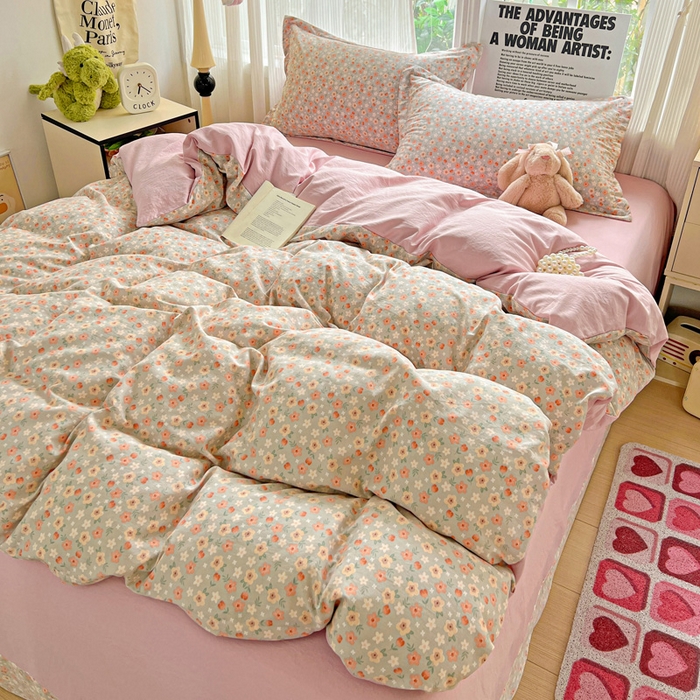 91家纺网 家纺一手货源 找家纺 欢博莱  2025新款仿纯棉四件套学生宿舍三件套单被套 太妃糖-绿