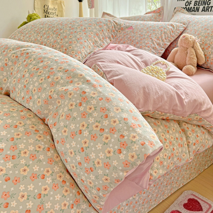 91家纺网 家纺一手货源 找家纺 欢博莱  2025新款仿纯棉四件套学生宿舍三件套单被套 太妃糖-绿