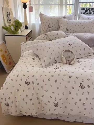 91家纺网 家纺一手货源 找家纺 欢博莱  2025新款仿纯棉四件套学生宿舍三件套单被套 香妃