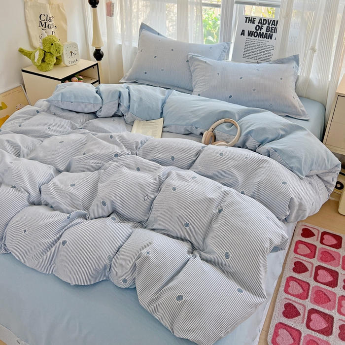 91家纺网 家纺一手货源 找家纺 欢博莱  2025新款仿纯棉四件套学生宿舍三件套单被套 小南瓜-蓝