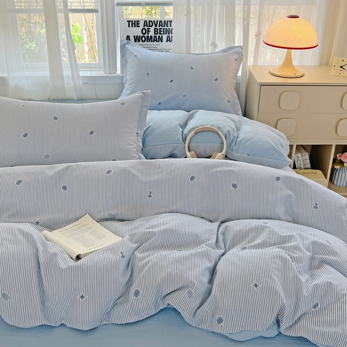 91家纺网 家纺一手货源 找家纺 欢博莱  2025新款仿纯棉四件套学生宿舍三件套单被套 小南瓜-蓝