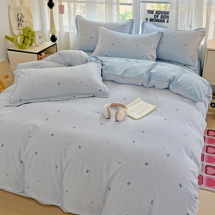 91家纺网 家纺一手货源 找家纺 欢博莱  2025新款仿纯棉四件套学生宿舍三件套单被套 小南瓜-蓝