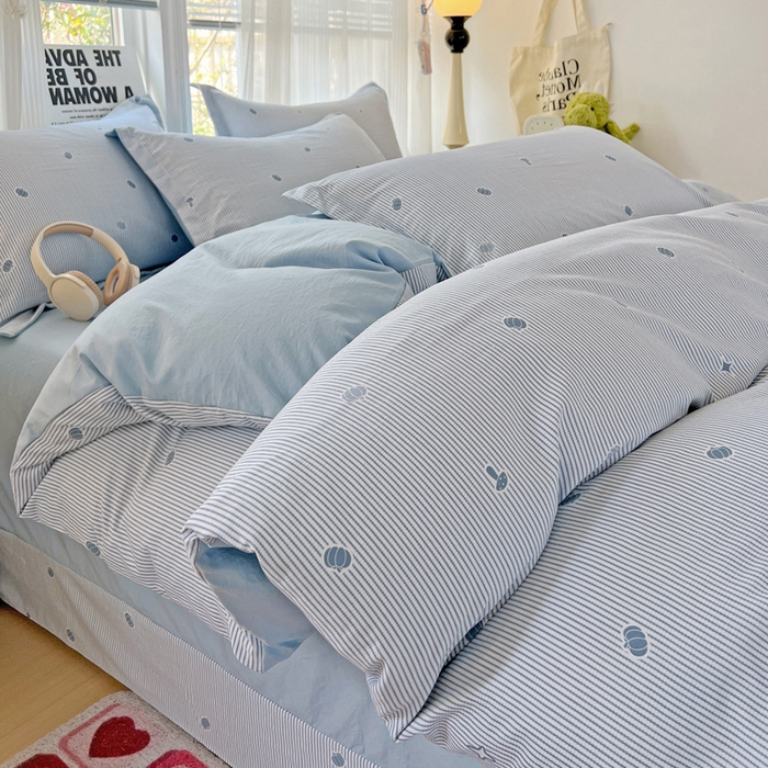 91家纺网 家纺一手货源 找家纺 欢博莱  2025新款仿纯棉四件套学生宿舍三件套单被套 小南瓜-蓝