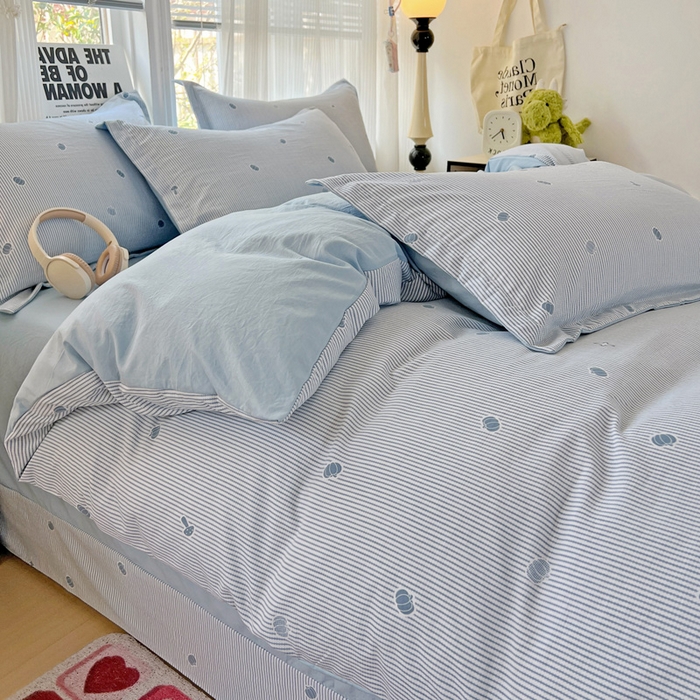 91家纺网 家纺一手货源 找家纺 欢博莱  2025新款仿纯棉四件套学生宿舍三件套单被套 小南瓜-蓝