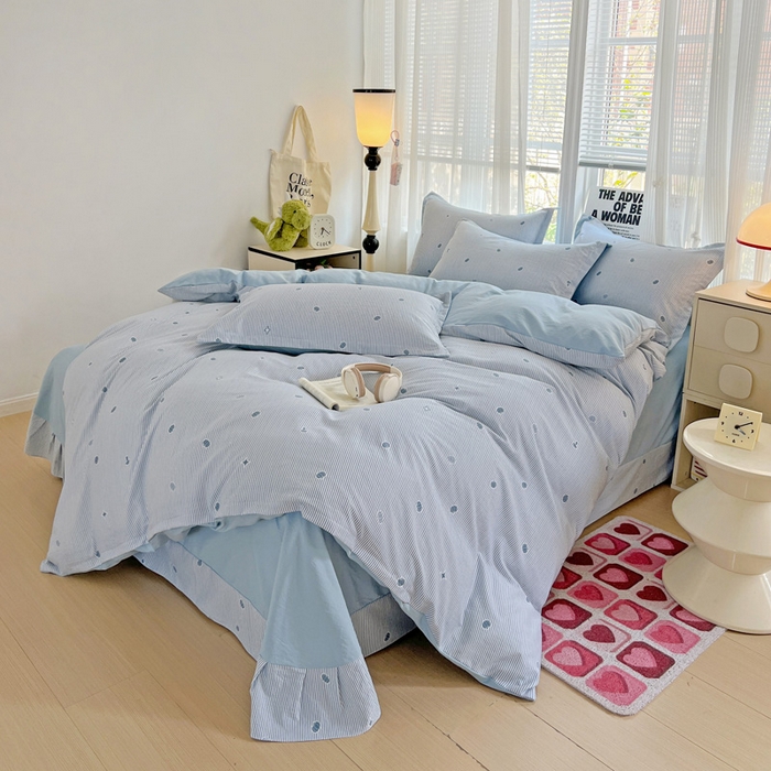 91家纺网 家纺一手货源 找家纺 欢博莱  2025新款仿纯棉四件套学生宿舍三件套单被套 小南瓜-蓝