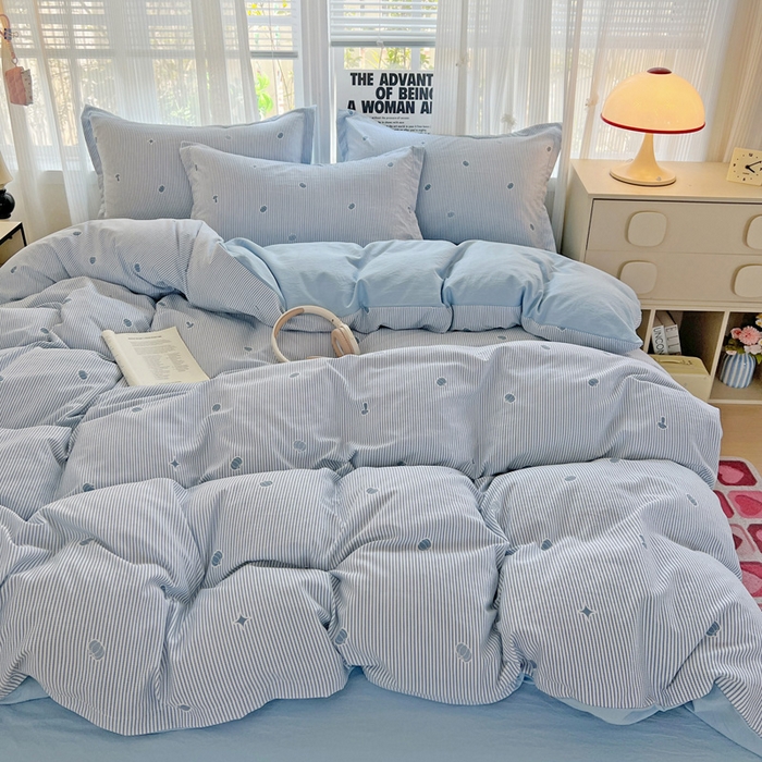 91家纺网 家纺一手货源 找家纺 欢博莱  2025新款仿纯棉四件套学生宿舍三件套单被套 小南瓜-蓝