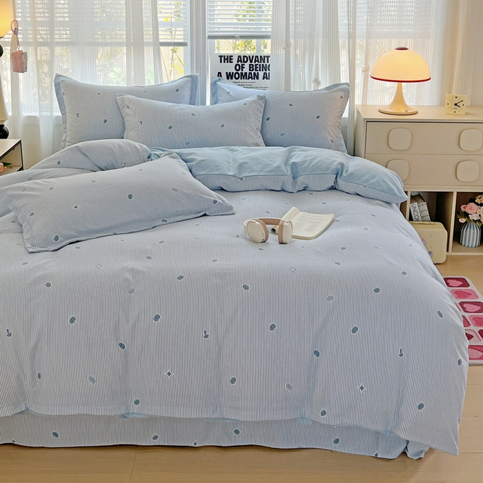 91家纺网 家纺一手货源 找家纺 欢博莱  2025新款仿纯棉四件套学生宿舍三件套单被套 小南瓜-蓝