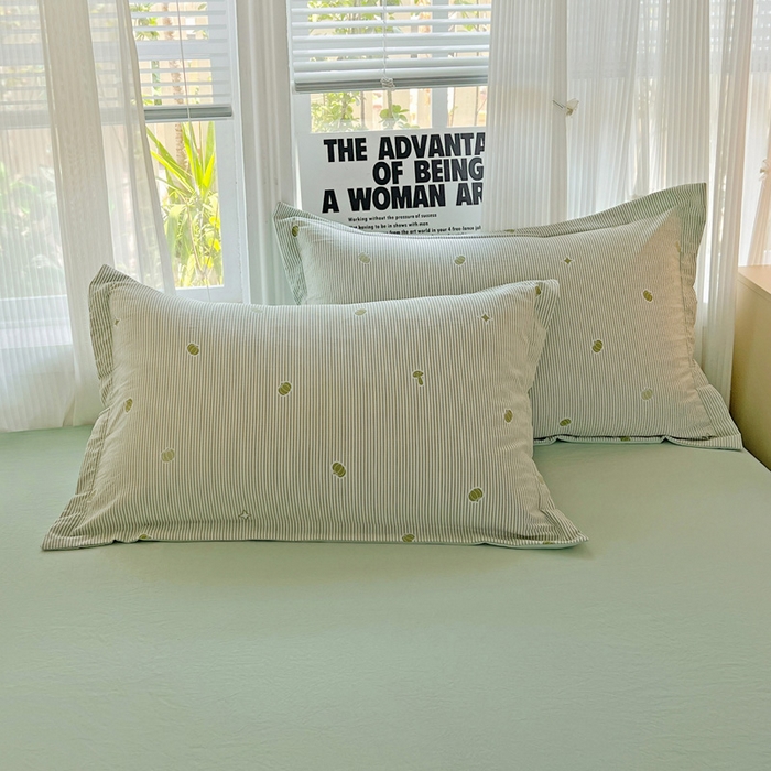 91家纺网 家纺一手货源 找家纺 欢博莱  2025新款仿纯棉四件套学生宿舍三件套单被套 小南瓜-绿