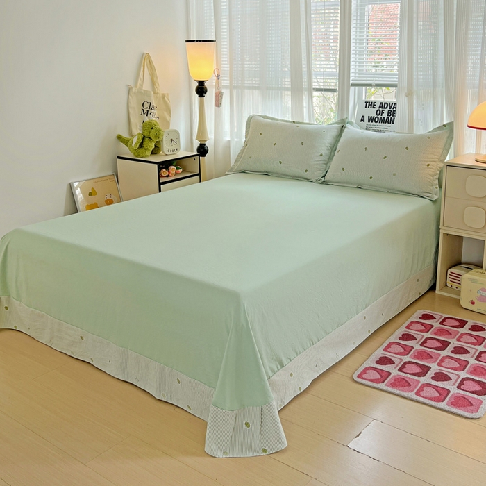 91家纺网 家纺一手货源 找家纺 欢博莱  2025新款仿纯棉四件套学生宿舍三件套单被套 小南瓜-绿