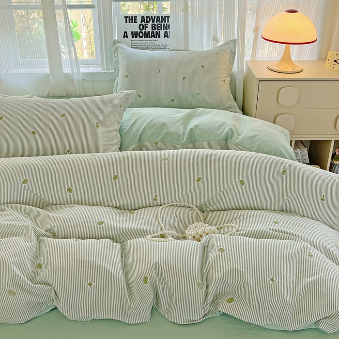 91家纺网 家纺一手货源 找家纺 欢博莱  2025新款仿纯棉四件套学生宿舍三件套单被套 小南瓜-绿