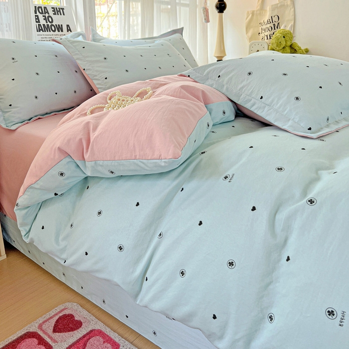 91家纺网 家纺一手货源 找家纺 欢博莱  2025新款仿纯棉四件套学生宿舍三件套单被套 心悠-蓝