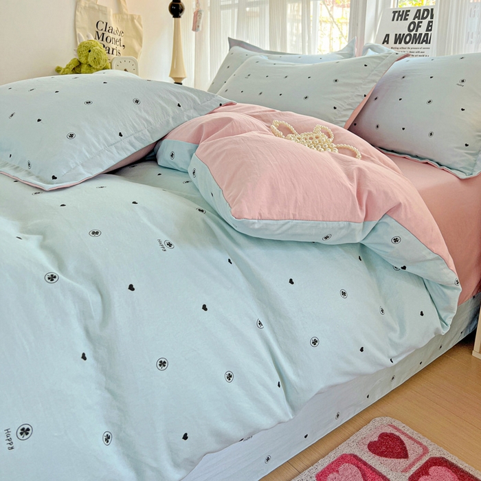 91家纺网 家纺一手货源 找家纺 欢博莱  2025新款仿纯棉四件套学生宿舍三件套单被套 心悠-蓝