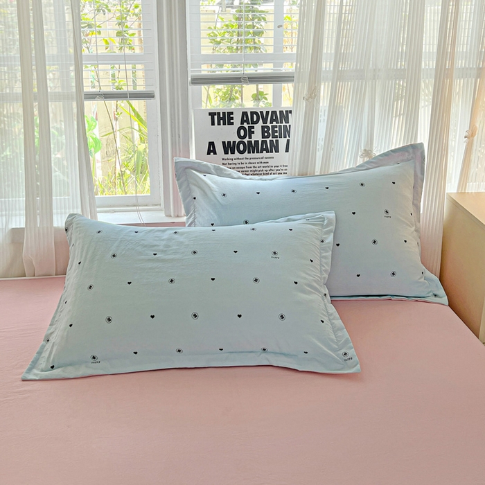 91家纺网 家纺一手货源 找家纺 欢博莱  2025新款仿纯棉四件套学生宿舍三件套单被套 心悠-蓝