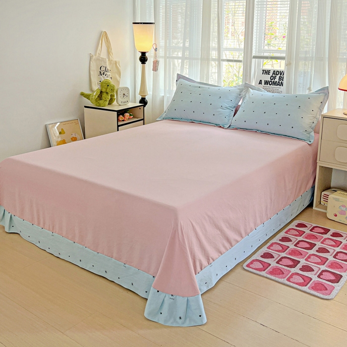 91家纺网 家纺一手货源 找家纺 欢博莱  2025新款仿纯棉四件套学生宿舍三件套单被套 心悠-蓝