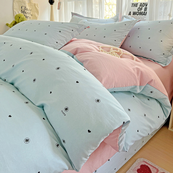 91家纺网 家纺一手货源 找家纺 欢博莱  2025新款仿纯棉四件套学生宿舍三件套单被套 心悠-蓝