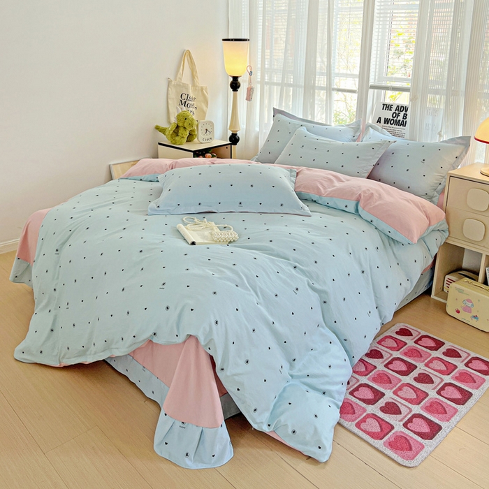 91家纺网 家纺一手货源 找家纺 欢博莱  2025新款仿纯棉四件套学生宿舍三件套单被套 心悠-蓝