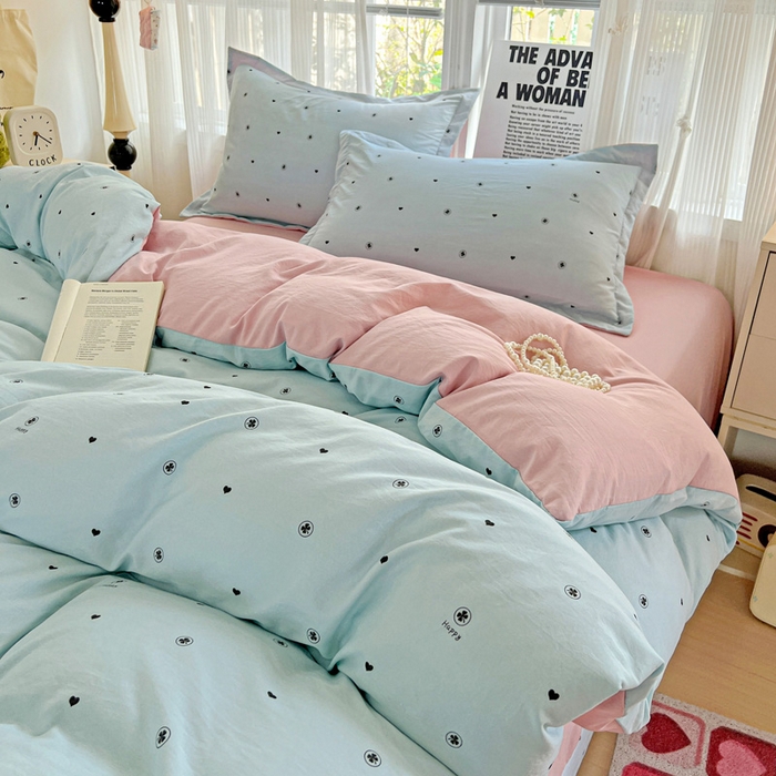 91家纺网 家纺一手货源 找家纺 欢博莱  2025新款仿纯棉四件套学生宿舍三件套单被套 心悠-蓝