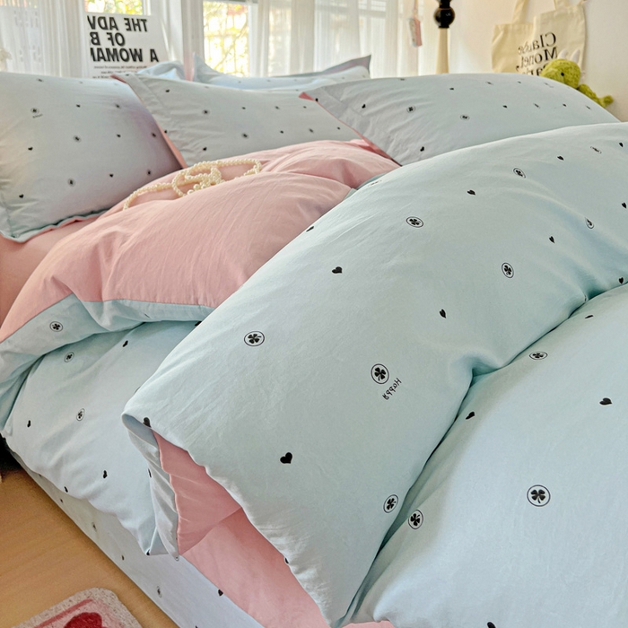 91家纺网 家纺一手货源 找家纺 欢博莱  2025新款仿纯棉四件套学生宿舍三件套单被套 心悠-蓝