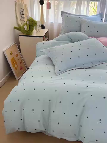 91家纺网 家纺一手货源 找家纺 欢博莱  2025新款仿纯棉四件套学生宿舍三件套单被套 心悠-蓝