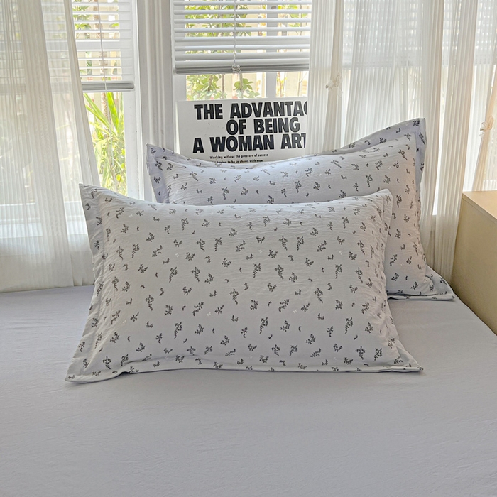 91家纺网 家纺一手货源 找家纺 欢博莱  2025新款仿纯棉四件套学生宿舍三件套单被套 叶初开-灰