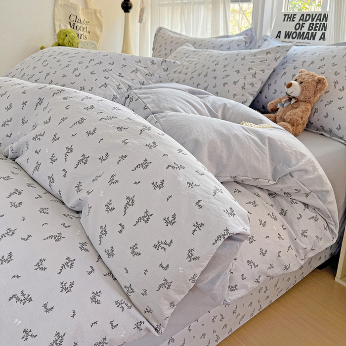 欢博莱  2025新款仿纯棉四件套学生宿舍三件套单被套 叶初开-灰