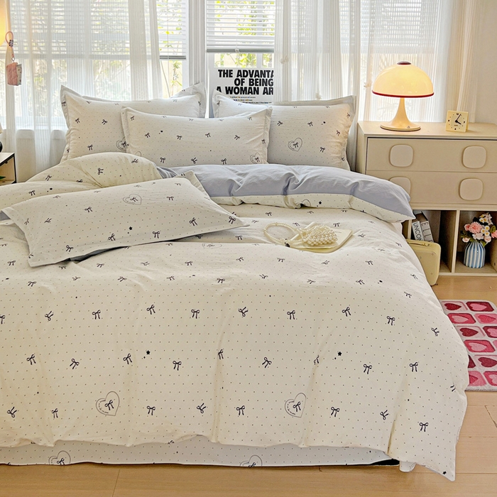 91家纺网 家纺一手货源 找家纺 欢博莱  2025新款仿纯棉四件套学生宿舍三件套单被套 依恋-米