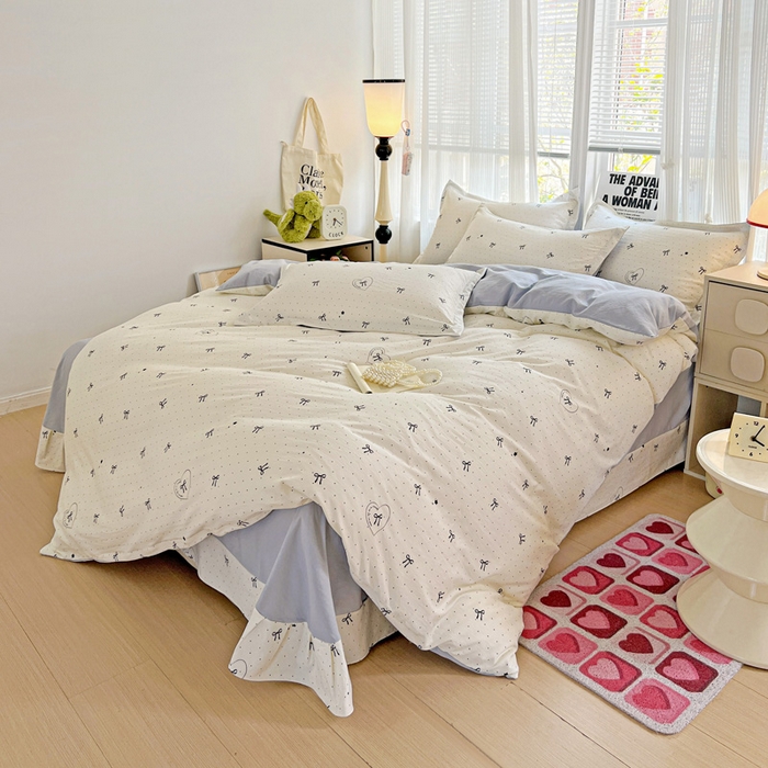 91家纺网 家纺一手货源 找家纺 欢博莱  2025新款仿纯棉四件套学生宿舍三件套单被套 依恋-米