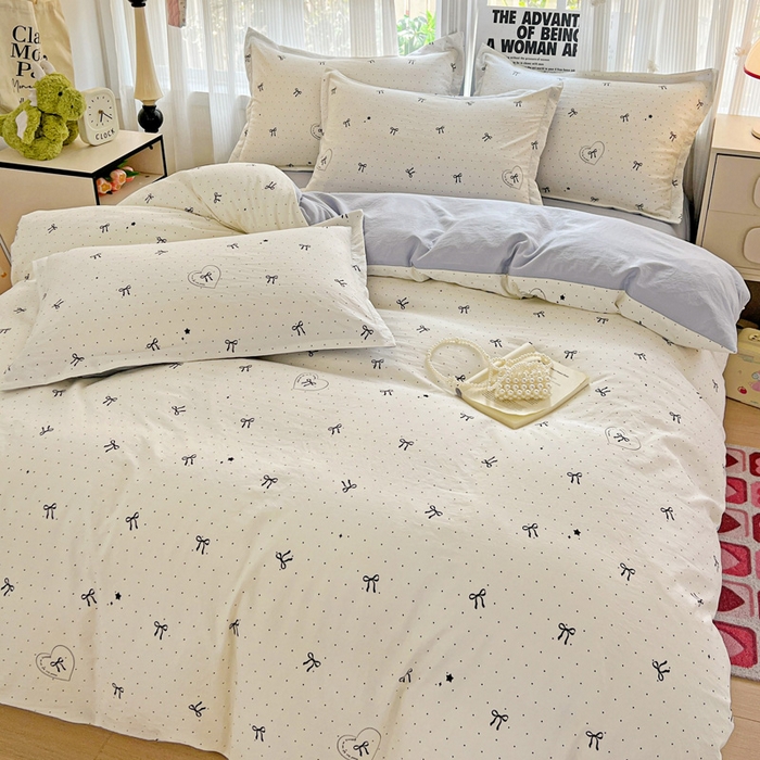 91家纺网 家纺一手货源 找家纺 欢博莱  2025新款仿纯棉四件套学生宿舍三件套单被套 依恋-米