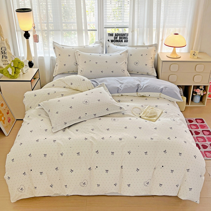 91家纺网 家纺一手货源 找家纺 欢博莱  2025新款仿纯棉四件套学生宿舍三件套单被套 依恋-米