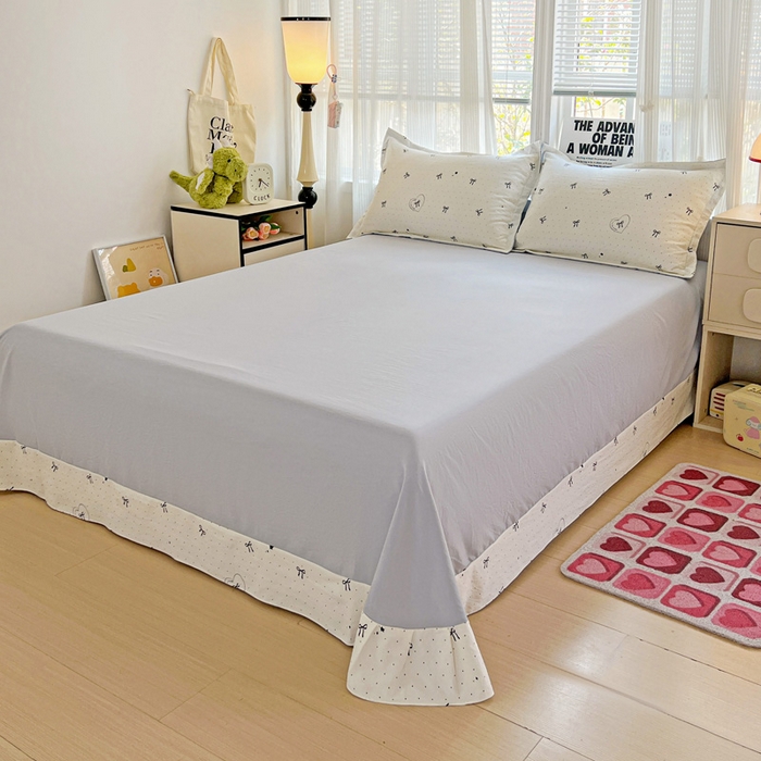 91家纺网 家纺一手货源 找家纺 欢博莱  2025新款仿纯棉四件套学生宿舍三件套单被套 依恋-米