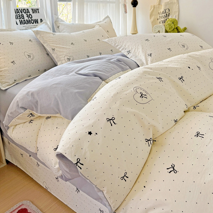 91家纺网 家纺一手货源 找家纺 欢博莱  2025新款仿纯棉四件套学生宿舍三件套单被套 依恋-米