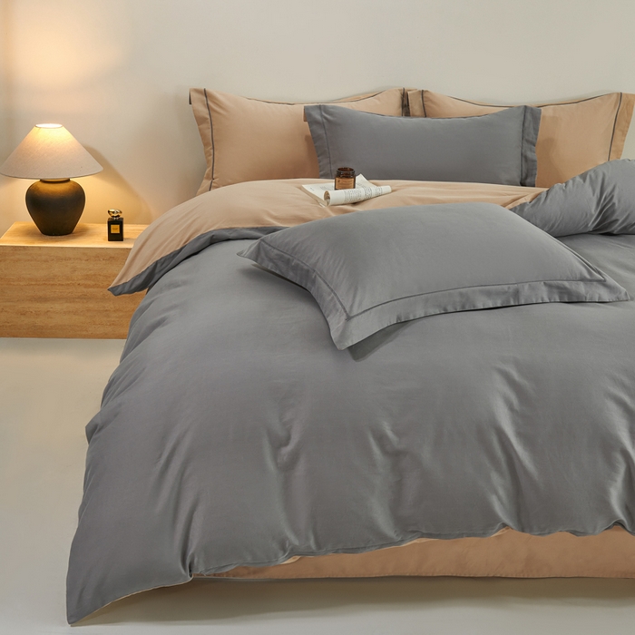 憨豆家纺 2026新款全棉磨毛四件套正宗加厚长绒棉贡缎100%纯棉四件套（含买家秀）莫兰迪 莫兰迪-高级灰拼卡其