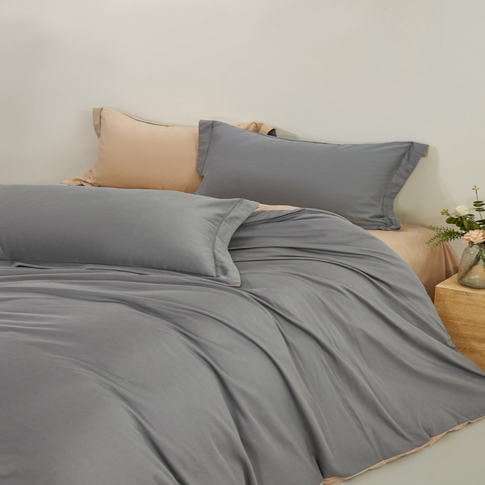 91家纺网 家纺一手货源 找家纺 憨豆家纺 2026新款全棉磨毛四件套正宗加厚长绒棉贡缎100%纯棉四件套（含买家秀）莫兰迪 莫兰迪-高级灰拼卡其