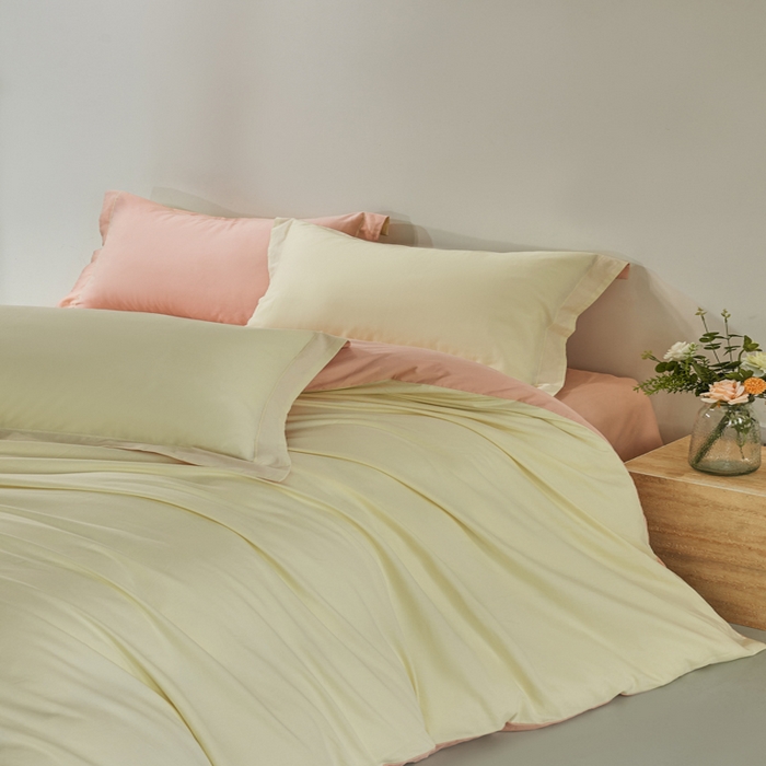 91家纺网 家纺一手货源 找家纺 憨豆家纺 2026新款全棉磨毛四件套正宗加厚长绒棉贡缎100%纯棉四件套（含买家秀）莫兰迪 莫兰迪-奶昔黄拼蔷薇粉