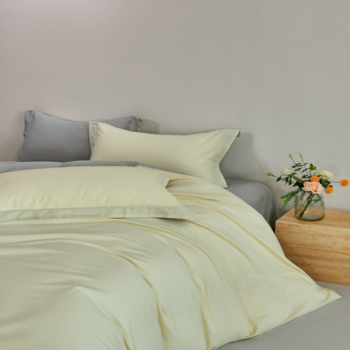 91家纺网 家纺一手货源 找家纺 憨豆家纺 2026新款全棉磨毛四件套正宗加厚长绒棉贡缎100%纯棉四件套（含买家秀）莫兰迪 莫兰迪-奶昔黄拼高级灰