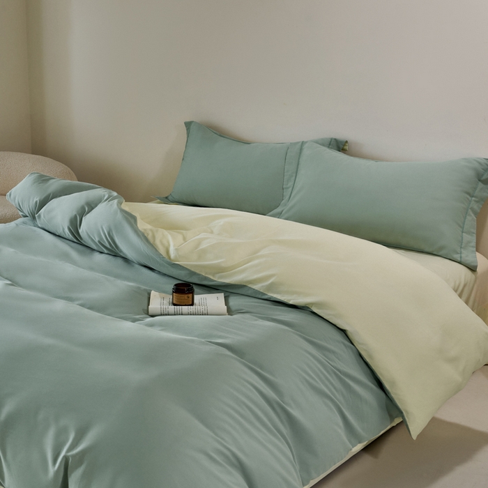 91家纺网 家纺一手货源 找家纺 憨豆家纺 2026新款全棉磨毛四件套正宗加厚长绒棉贡缎100%纯棉四件套（含买家秀）莫兰迪 莫兰迪-甘草绿拼奶昔黄