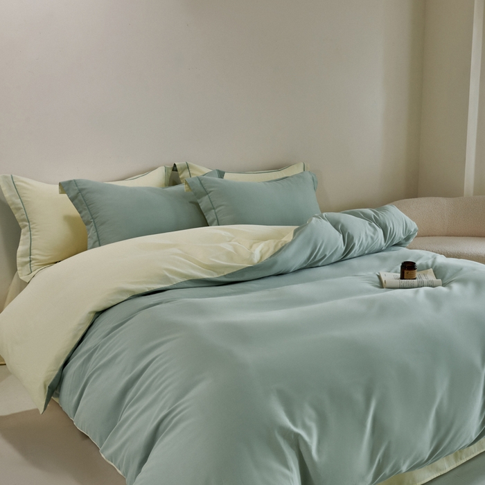 91家纺网 家纺一手货源 找家纺 憨豆家纺 2026新款全棉磨毛四件套正宗加厚长绒棉贡缎100%纯棉四件套（含买家秀）莫兰迪 莫兰迪-甘草绿拼奶昔黄