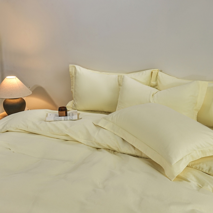 91家纺网 家纺一手货源 找家纺 憨豆家纺 2026新款全棉磨毛四件套正宗加厚长绒棉贡缎100%纯棉四件套（含买家秀）莫兰迪 莫兰迪-奶昔黄