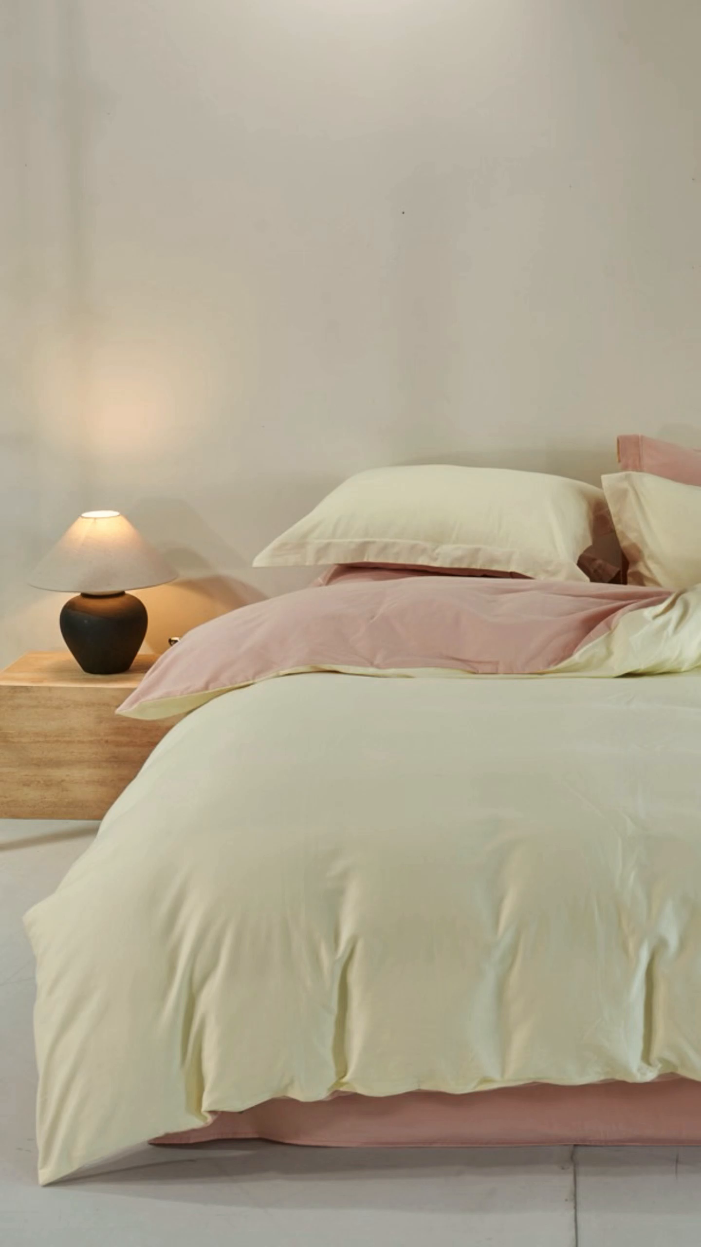 91家纺网 家纺一手货源 找家纺 憨豆家纺 2026新款全棉磨毛四件套正宗加厚长绒棉贡缎100%纯棉四件套（含买家秀）莫兰迪 莫兰迪-奶昔黄拼蔷薇粉